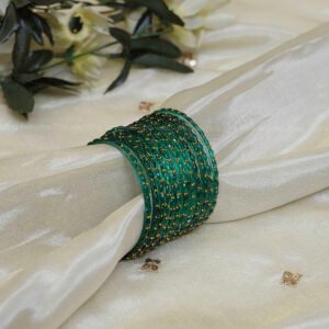 Raindrop Glass Bangles in Bottle Green
