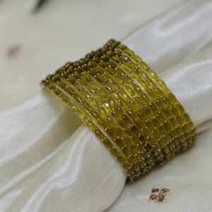 Raindrop Glass Bangles – Olive Yellow