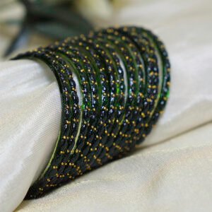 Raindrop Glass Bangles – Dark Green