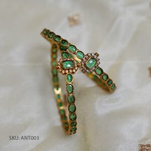 Green stone studded bangles