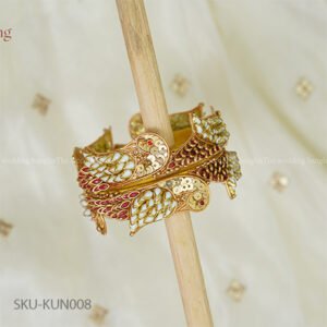 Ivory & Ruby Kundan Parrot Motif Bangle Set