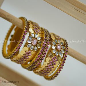 Regal Kundan & Kasu Thread Bangle Set