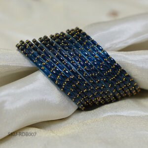 Raindrop Glass Bangles – Peacock Blue