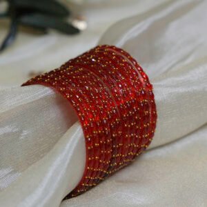 Raindrop glass bangles - Red