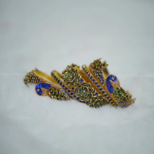 Product name-Royal Peacock Kundan Thread Bangle Set
