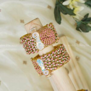 Blush Enamel Peacock Bangle Set