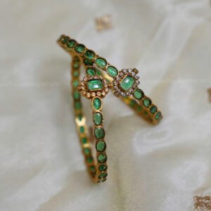 Green stone studded bangles