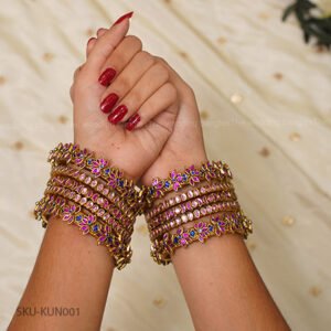 Lotus Blossom Kundan Bangle Set