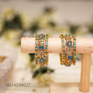 Royal Blue designer Kundan Kada Bangle Set