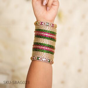 Ruby Emerald Raindrop Bangle Set