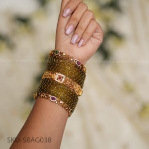 OLIVE Swirl Spark & Divya Ratna Lakshmi Bangle Set