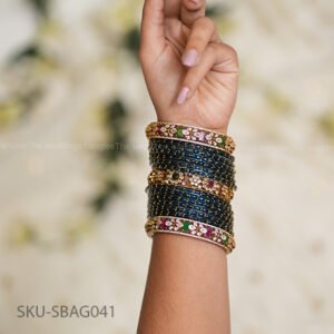 Aarohi BLUE Petal & CZ Stone Designer Bangle Set