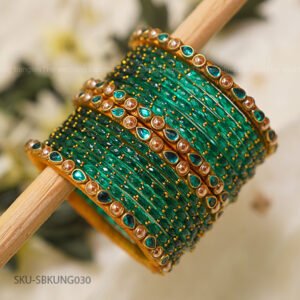 Emerald Pearl Bridal Bangle Set