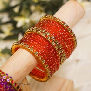 Fiery Orange Spark Bridal Bangle Set