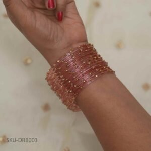 Dual Stone Raindrop Bangles – Peach Pink