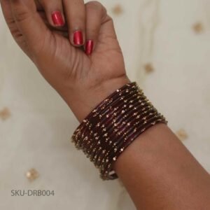 Dual Stone Raindrop Bangles – Maroon