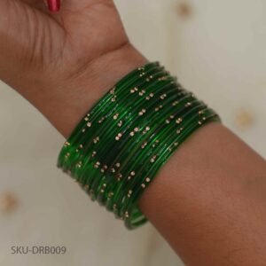 Dual Stone Raindrop Bangles – Dark Green