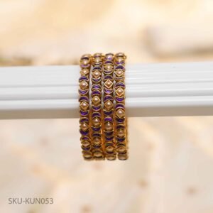 Purple & Gold Glow Kundan Thread Bangles