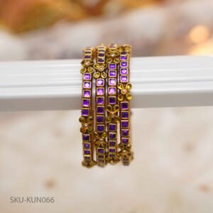 Purple & Gold Glow Kundan Bangles