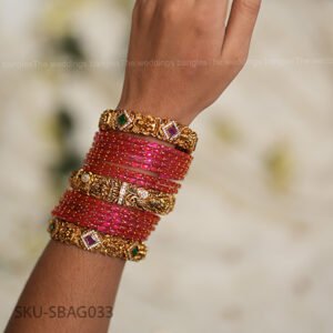Navratna Devi Heritage Rose Pink Bangle Set