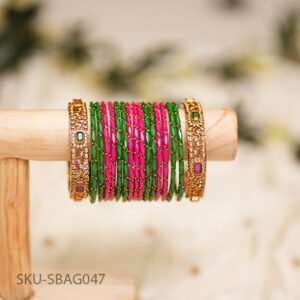 Antique Gem Accents with Leaf Cut Bangles Set