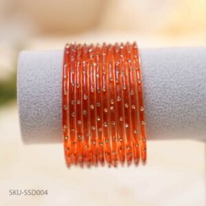 Single Stone Glass Bangles – Orange
