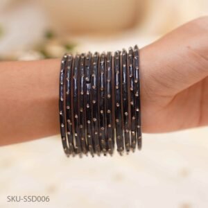 Single Stone Glass Bangles – Black