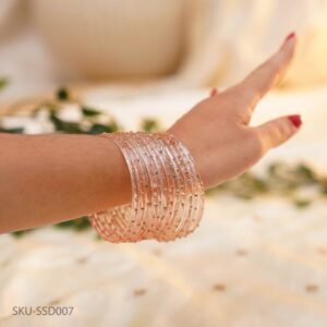 Single Stone Glass Bangles – Peach