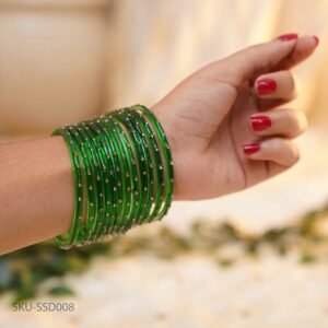 Single Stone Glass Bangles – Dark Green