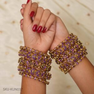 Purple Petal Kundan Bangles