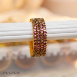 petal Pink Kundan Bangles