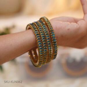 Royal Blue Crescent Kundan Bangles