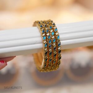 Sapphire Glow Kundan Bangles