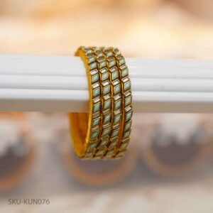 Mint Glow Kundan Bangles