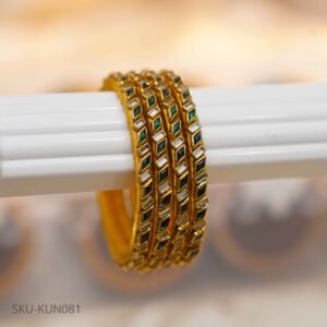 Emerald mirror Glow Kundan Bangles
