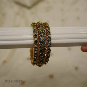 Blue Petal Kundan Bangles