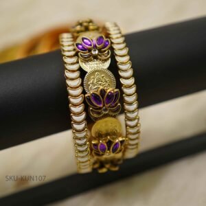 Lotus kasu Kundan Bangles