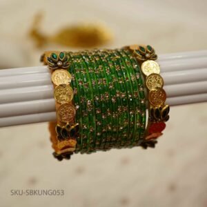 Lakshmi Kasu Lotus Glow Glass Bangles Set