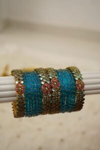 Aaradhya Blue Kundan Bangle Set