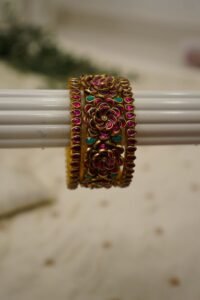 Magenta Blossom Kundan Bangles