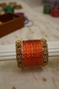 Shrikamala Orange Raindrop Temple Set