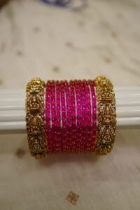 Shrikamala Pink Raindrop Temple Set