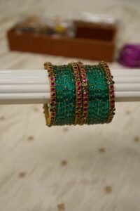 Ruby Glow Bottle Green Bangle Set