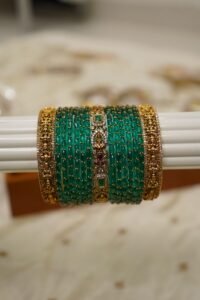 Swarnaratna Lakshmi Bottle Green Temple Bangle Set
