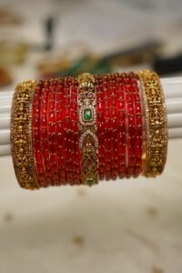 Swarnaratna Lakshmi Red Temple Bangle Set