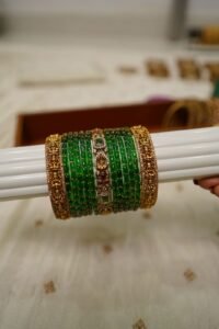 Swarnaratna Lakshmi Green Temple Bangle Set