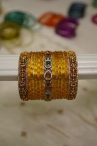 Swarnaratna Lakshmi Yellow Temple Bangle Set