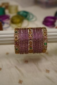 Swarnaratna Glow Antique CZ Onion Pink Bangle Set