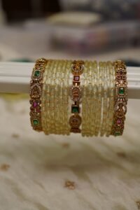 Swarnaratna Glow Antique CZ Half White Bangle Set