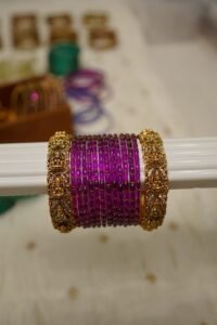 Shrikamala Magenta Raindrop Temple Set